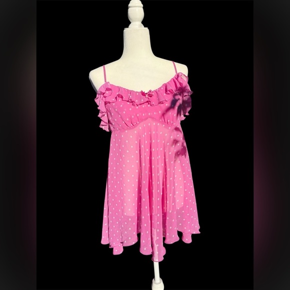 In Bloom Pink Polka Dot Ruffle Chemise - Picture 5 of 9